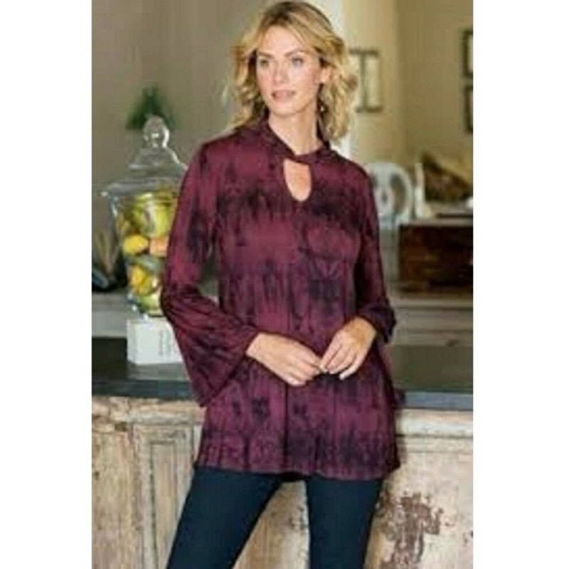 Soft Surroundings Nerissa Tunic Space Tie Dye Sangria Black Xl Extra Large